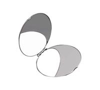 Magnetics - Espejo de maquillaje plegable, diseño de viaje de acero inoxidable de dos caras con acabado resistente a la corrosión, espejo de maquillaje de viaje con luz