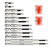 Magnetized Screwdriver Bit Set, Phillips Drill Nozzles, Anti Slip Serrated | Case Feature, Durable 1/4 Inch Hex Shank Driver, Classic Repair Style Accessory, Portable Organizer for Furniture Cabinet