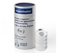 magnetoplan Imanes de diseño acrílicos, 4 piezas, imanes premium de cristal acrílico transparente, redondos, también para pizarras de cristal