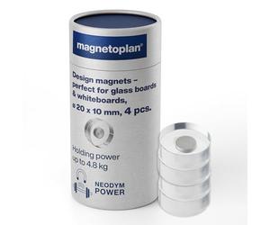 magnetoplan Imanes de diseño acrílicos, 4 piezas, imanes premium de cristal acrílico transparente, redondos, también para pizarras de cristal