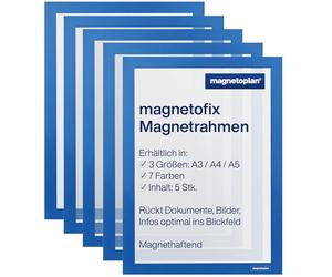 magnetoplan Magnetofix 1130403 - Marco magnético (5 unidades, A3), color azul