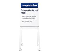 magnetoplan Pizarra de cristal de diseño, móvil, color blanco, pizarra blanca magnética, pizarra móvil de doble cara, pizarra magnética grande, pared magnética con ruedas, superficie de cristal de