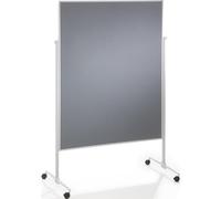 magnetoplan Pizarra de presentación de una pieza de fieltro con patas plegables, incluye ruedas con bloqueo, 120 x 150 cm, color gris