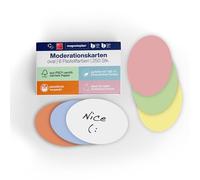 magnetoplan tarjetas de comunicación ovaladas, 19 x 11 cm, fichas en blanco en 6 colores pastel, 120 g/m², 250 unidades para trabajo en grupo y lluvia de ideas