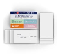magnetoplan Tarjetas de moderación, rectangulares, 200 x 100 mm, 250 unidades, tarjetas de comunicación en blanco, para reuniones y presentaciones, certificado FSC y embalaje sin plástico