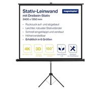 magnetoplan Trípode móvil con trípode, 108 Pulgadas | 240 x 135 cm, 16:9 | Altura Ajustable 4K, Pantalla de proyector Ultra HD para Montaje ultrarrápido | Incluye Filtro de corrección Keystone
