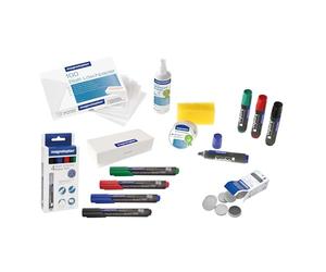 magnetoplan whiteboard accessory set large, práctico set con borrador de pizarra magnética, 100 hojas de papel secante, limpiador de pizarra, 4 rotuladores, 10 imanes y limpiador universal