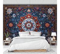 Magníficas Flores Datura Papel Pintado, 350 X 256 Cm Pared Papel Pintado, Exótico Decoración De Paredes Para Salón Dormitorio Pasillo Comedor, Azul Oscuro