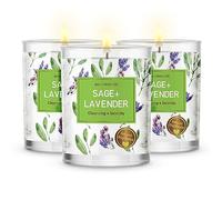 Magnificent 101 Juego de 3 velas de salvia pura y lavanda de larga duración - 3.5 oz cada una - 42 horas de tiempo de combustión | Todas las velas de cera de soja naturales, sin petróleo ni parafina