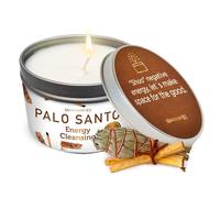 MAGNIFICENT 101 Vela de Palo Santo para la Limpieza energética en el hogar, la aromaterapia y la curación de los Chakras - Cera de Soja Natural, Soporte de estaño para aceites Esenciales Rojo 6 oz