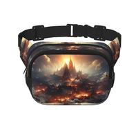 Magnificent Volcanoes - Riñonera cuadrada de doble capa con correa ajustable para el hombro, riñonera de viaje, perfecta para deportes al aire libre, Negro -, Talla única