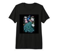 Magnífico Pavo Real con Rosas y Lirios Camiseta Premium