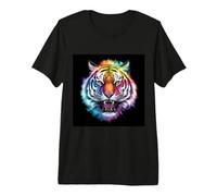 Magnífico Tigre con Colores del Arco Iris Camiseta Premium