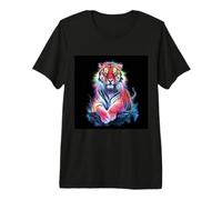 Magnífico Tigre con Colores del Arco Iris Camiseta Premium