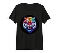 Magnífico Tigre con Colores del Arco Iris Camiseta Premium