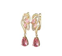 Magníficos pendientes rosas CZ para mujeres compromiso fiesta de bodas lujo pendientes femeninos de moda temperamento joyería elegante