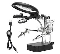 Magnifier Auxiliary Clip Adjustable Desktop Stand mit LED Beleuchtung für präzise Beobachtung und Reparaturarbeiten in Elektromechanik und Textilindustrie ABS Eisen Glas Material
