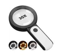 Magnifying Glass with Light 30x Handheld 18LED Cold Warm Light 3 Modes Illuminated Magnifier for Seniors Reading