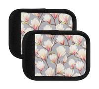 Magnolia Flowers - Envoltura de asa de equipaje para veliz, funda suave y acolchada con tarjeta de nombre y lazo de gancho, Magnolia Flores Rosa Crema, one sizex4