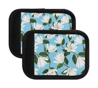 Magnolia Flowers - Funda de neopreno para asa de equipaje, absorbe la humedad, comodidad de viaje, Flores de magnolia, blanco y azul, one sizex2
