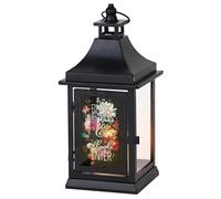 Magnolia Garden - Farol arqueado de metal multicolor de 12.5 pulgadas, vela LED, diseño floral, "Bless This Home and All Who Enter