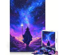 Mago Caminando bajo un Cielo Estrellado con un bastón Brillante Rompecabezas para Adolescentes de 1000 Piezas Poder de Memoria Pasatiempo Relajante Ajuste Acogedor (50x75cm)