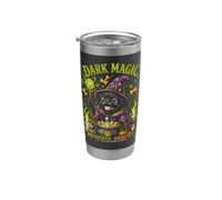 Mago Carlino Negro Halloween Dark Magic Requires Snacks Vaso térmico de acero inoxidable de doble pared