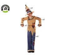 Mago de Oz Disfraz de Espantapájaros para Niño 7-9 Años, Fantasía, Incluye Sombrero, Camiseta y Pantalón, Talla 7-9