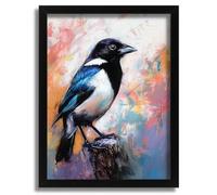 Magpie Bird Wall Art Print Animal Vintage Bird Print Magpie Oil Pastel Print Poster A4 - Inspirador Motivacional Arte de la pared Vida diaria Cita alentadoras frases cortas famosas palabras inspirado