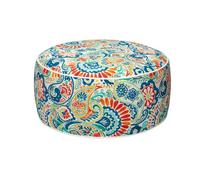 Magpie Fabrics Taburete inflable otomano de 20 pulgadas de profundidad x 9 pulgadas de alto, reposapiés redondo repelente al agua para exteriores con bomba de pie, portátil para patio, jardín, viajes