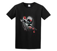 Magpie Stole My Heart (and Some Poppies) T-Shirt Graphic tee Printed Top Mens Black Shirt M