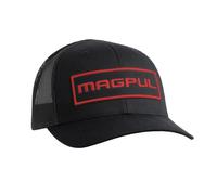 Magpul Standard Trucker Hat Snap Back Baseball Cap, One Size Fits Most, Wordmark Patch Black/Red