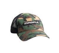 Magpul Trucker Hat Snap Back Baseball Cap, One Size Fits Most Gorra de béisbol, Wordmark Garment Washed Woodland Camo, Talla única Unisex Adulto