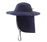 Magracy Sombrero de safari de ala ancha para hombre UPF50+ con solapa para el cuello, azul marino, Taille unique
