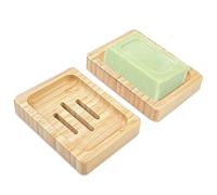 Magrimaxio 2 Unidades Jabonera de Bambú de Madera Natural, Jaboneras Diseño Antideslizante, Caja de Jabón con Drenaje Fácil Limpieza Secado para Baño Cocina Esponjas Accesorios Almacenamiento