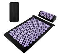Magrimaxio Esterilla Acupresion Kit, Cojín de Acupresión con Almohada y Bolsa de Transporte, Mat de Masaje de Acupresión para Alivio del Dolor, Relajación Muscular, Meditación, Estimulación (Violeta)