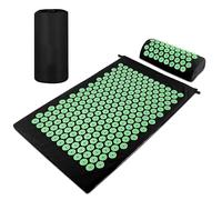 Magrimaxio Esterilla Acupresion Kit, Cojín de Acupresión con Almohada y Bolsa de Transporte, Mat de Masaje de Acupresión para Alivio del Dolor, Relajación Muscular, Meditación, Estimulación (Verde)