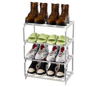 Magrimaxio Zapatero de 4 Niveles, Estantería de Metal para 8 Pares de Zapatos, Zapatera de Almacenamiento, Estantería de Zapatos Apilable para Entrada, Baño, Sala de Estar, Armario (Plata),MAG002
