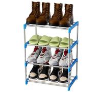 Magrimaxio Zapatero de 4 Niveles, Estantería de Metal para 8 Pares de Zapatos, Zapatera de Almacenamiento, Estantería de Zapatos Apilable para Entrada, Baño, Sala de Estar, Armario (Azul)