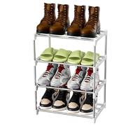 Magrimaxio Zapatero de 4 Niveles, Estantería de Metal para 8 Pares de Zapatos, Zapatera de Almacenamiento, Estantería de Zapatos Apilable para Entrada, Baño, Sala de Estar, Armario (Blanco)