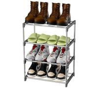 Magrimaxio Zapatero de 4 Niveles, Estantería de Metal para 8 Pares de Zapatos, Zapatera de Almacenamiento, Estantería de Zapatos Apilable para Entrada, Baño, Sala de Estar, Armario (Gris)