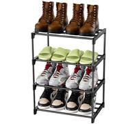 Magrimaxio Zapatero de 4 Niveles, Estantería de Metal para 8 Pares de Zapatos, Zapatera de Almacenamiento, Estantería de Zapatos Apilable para Entrada, Baño, Sala de Estar, Armario (Negro)