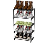 Magrimaxio Zapatero de 5 Niveles, Estantería de Metal para 10 Pares de Zapatos, Zapatera de Almacenamiento, Estantería de Zapatos Apilable para Entrada, Baño, Sala de Estar, Armario (Negro)