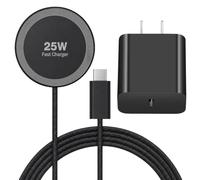 MagSafe - Cargador inalámbrico de 25 W para iPhone y Android, almohadilla | Para iPhone 17, 16, 15, 14, 13, 12 Pro Max y AirPods 4/3/2/Pro, Samsung Galaxy S26 S25 con cargador de pared y cable USB C