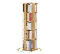 Magshion Estantería giratoria, torre esquinera independiente de 5 niveles, estantería giratoria de bambú de 360°, estante giratorio estrecho para sala de estar, dormitorio, oficina, color natural