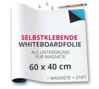 Magstick Ferrofolie Whiteboardfolie selbstklebend I 60 x 40 cm I flexibel beschreibbar abwischbar I Haftgrund für Magnete I in weiß I mag099