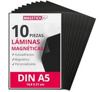 Magstick láminas magnéticas 10 unidades I DIN A5 I lámina I autoadhesiva I recortable I magnéticamente adherible I para manualidades organización I para perforar I hoja magnética I mag272