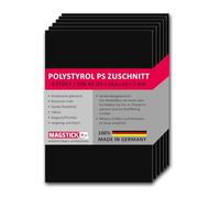 Magstick Set de 6 Placas de poliestireno Negras I DIN A5 Placas rígidas de plástico PS Recortes I 14,8 x 21 cm I modelismo Arquitectura I mag273