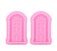 MAGT Molde para tartas, 2 uds., Forma de puerta y ventana, silicona rosa, molde para hornear galletas, fondant, herramienta de decoración para hornear(Rosado)