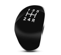 MAGT Tapa de la perilla del engranaje de 5 velocidades, ABS Etiqueta engomada de la cubierta de la tapa de la cabeza de la perilla del engranaje del coche negro Compatible con Ford Fiesta Focus